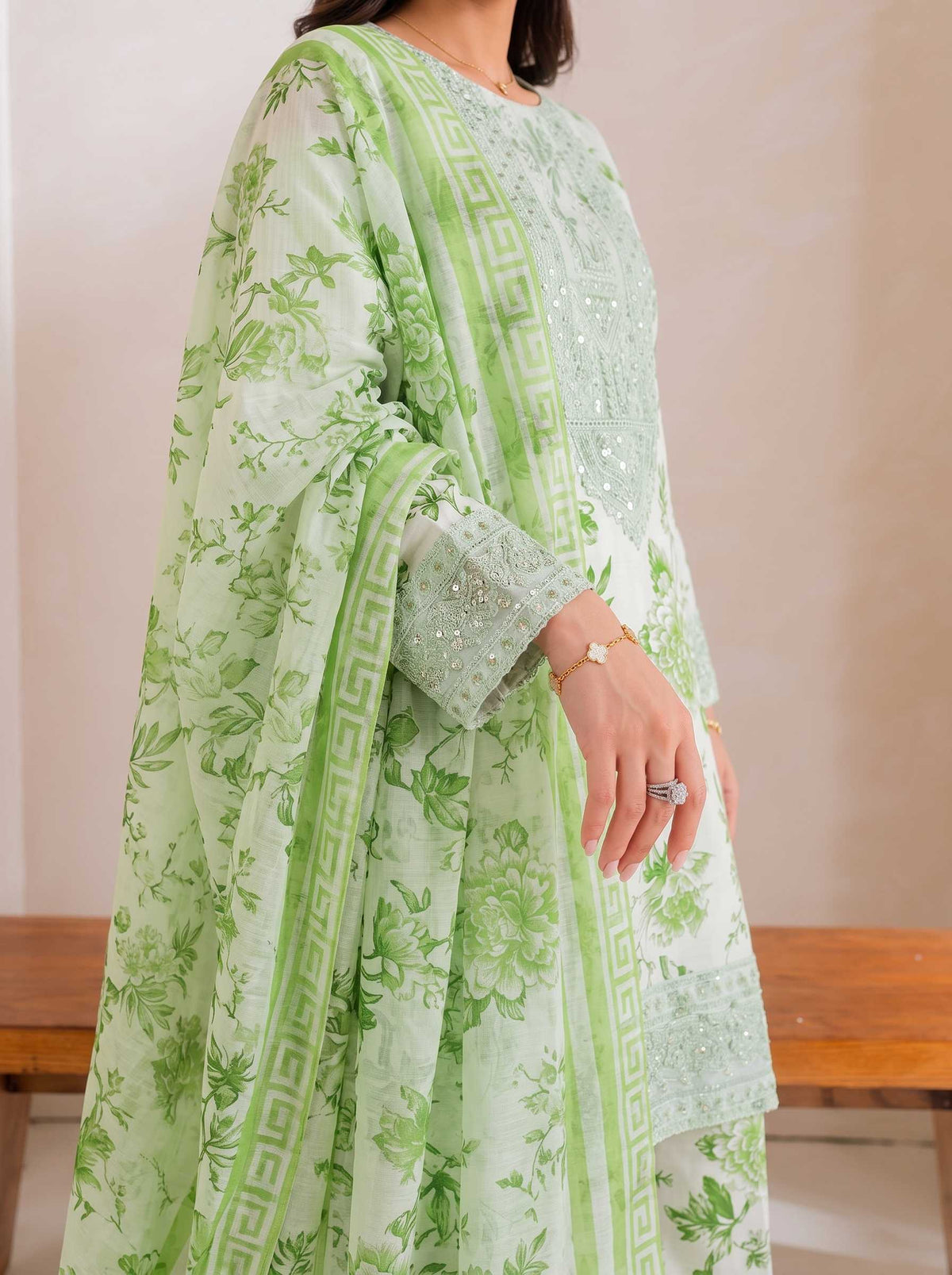 Lawn Dress With Heavy Embroidery Neck