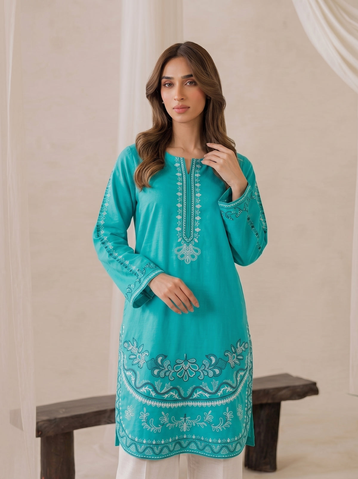 DAMAN KURTI WITH EMBROIDERY FLAPPER CO-ORD 2 PC SET✨