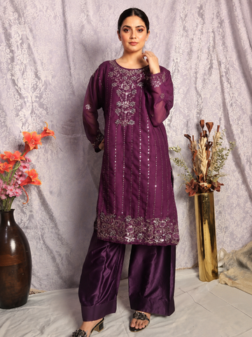 Luxury Chiffon Embroidered Suit Set