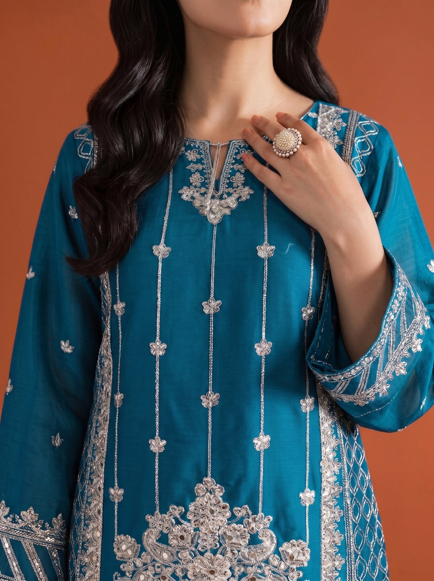 Stitched Elegant Chiffon 3 Piece Suit