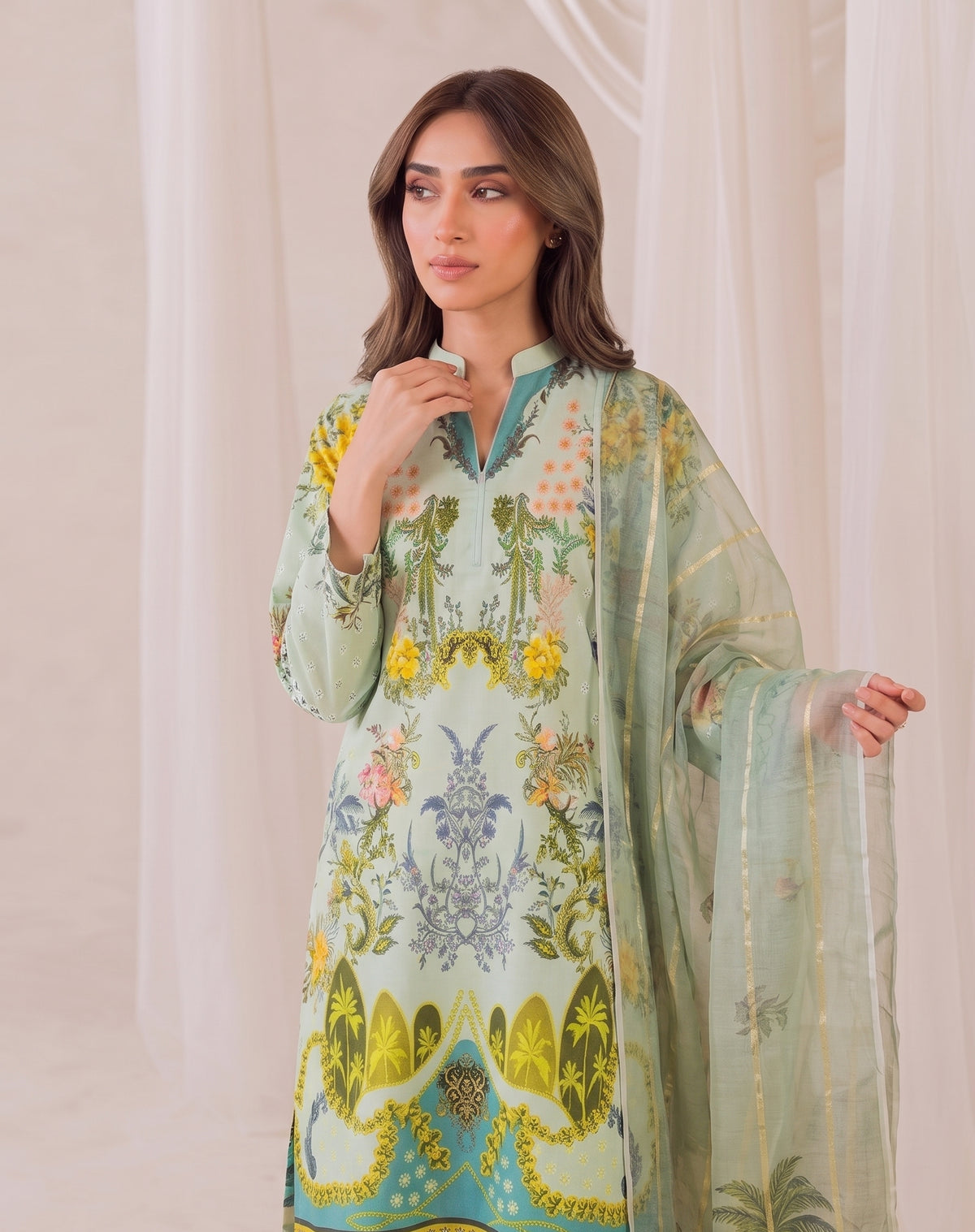 DIGITAL PRINTED CO-ORD WITH SAME PRINTED MONAR DUPPATA DRESS