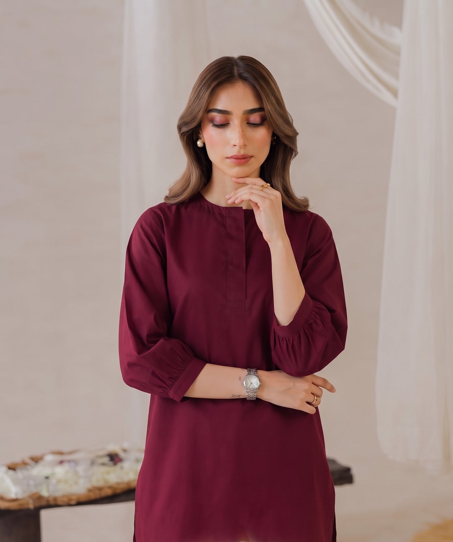 Maroon Cotton 3 Piece Suit – Soft & Comfortable | AVS Fashion