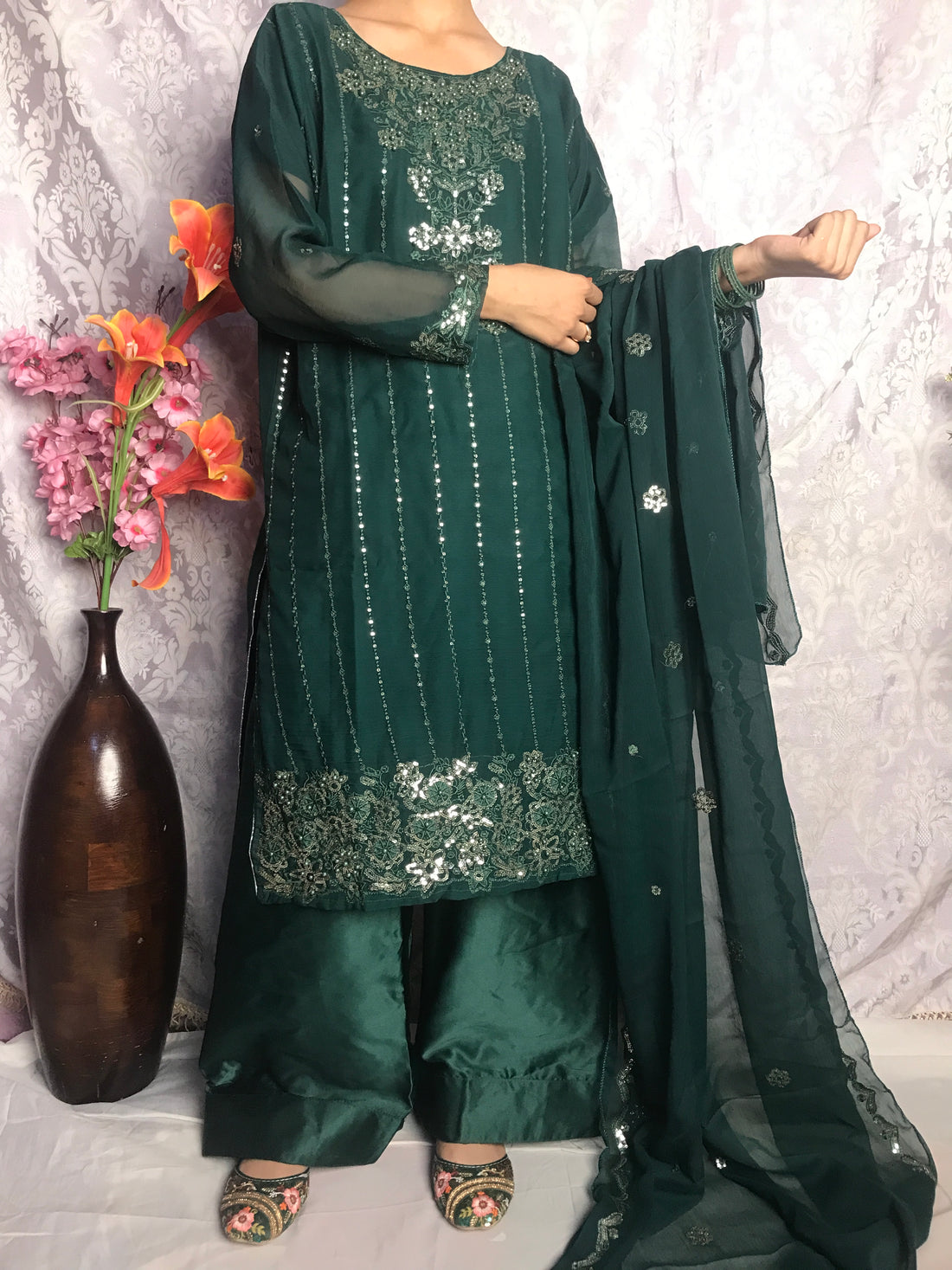 Luxury Chiffon Embroidered Suit Set
