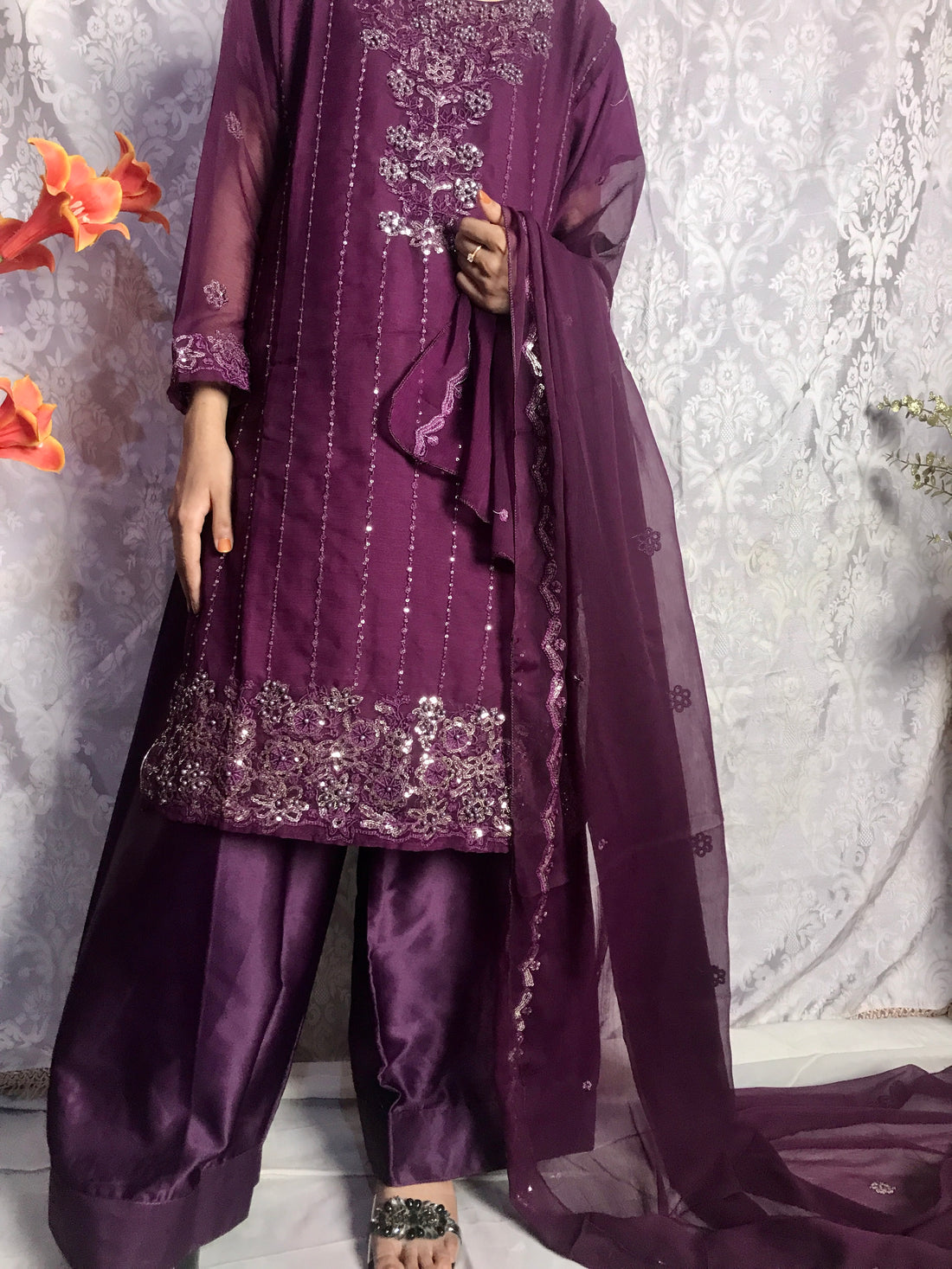 Luxury Chiffon Embroidered Suit Set