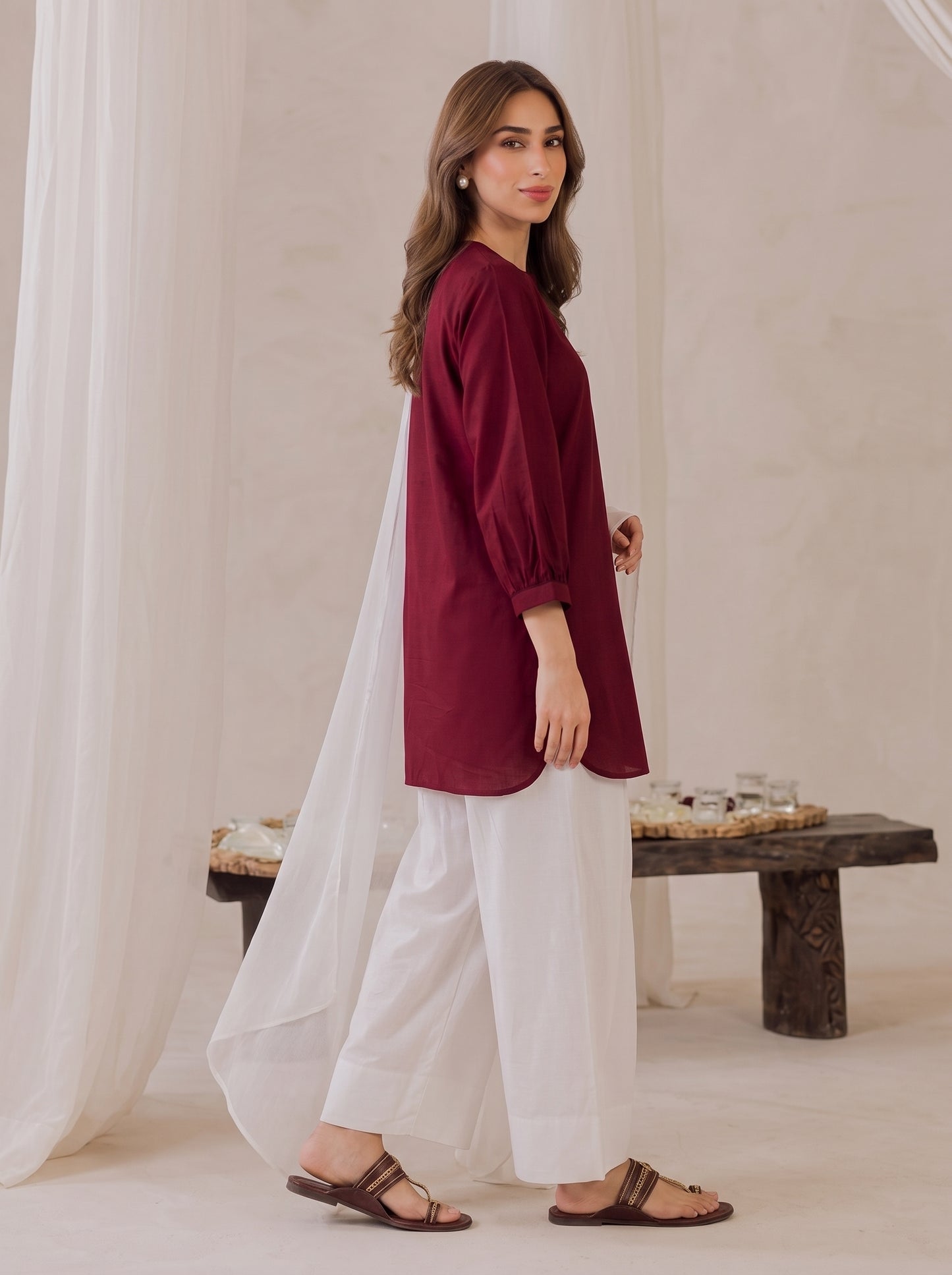 Maroon Cotton 3 Piece Suit – Soft & Comfortable | AVS Fashion