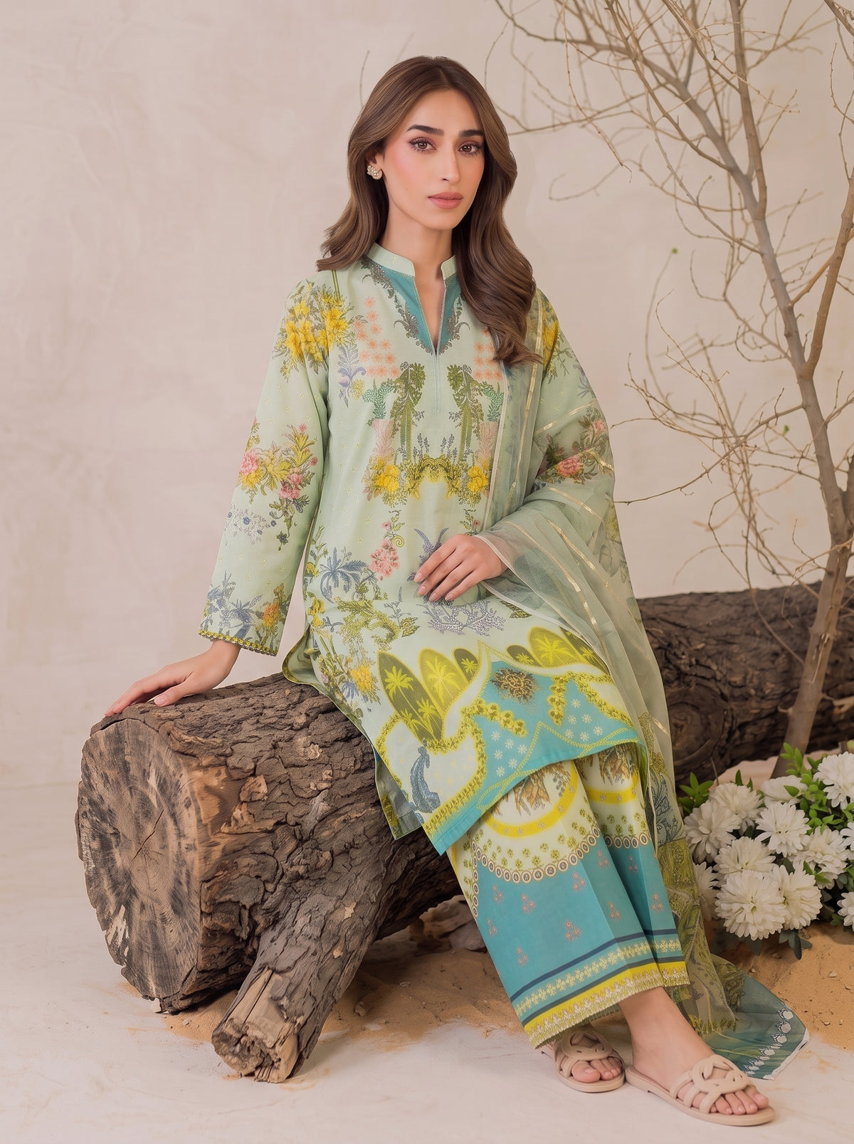 DIGITAL PRINTED CO-ORD WITH SAME PRINTED MONAR DUPPATA DRESS