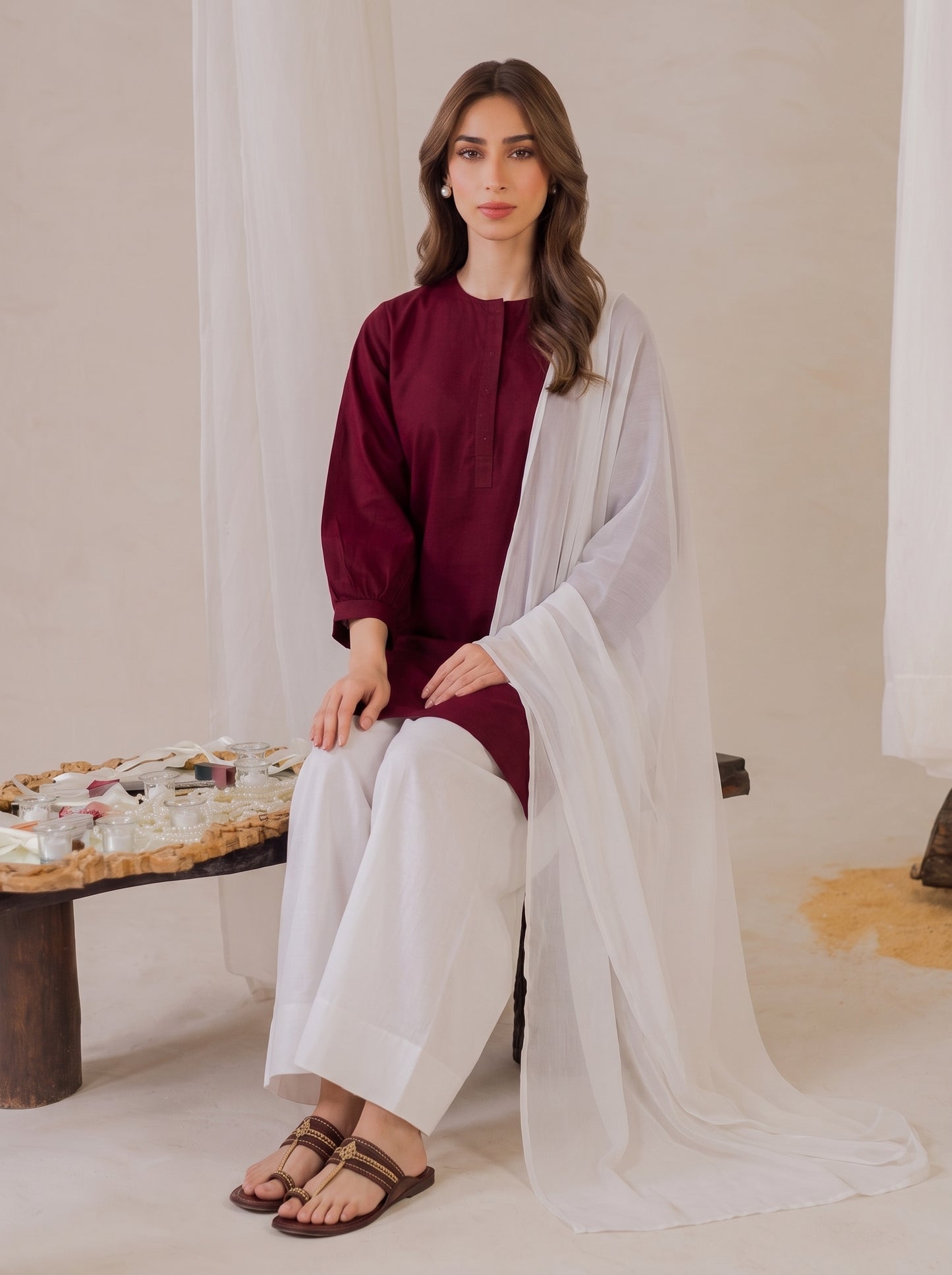 Maroon Cotton 3 Piece Suit – Soft & Comfortable | AVS Fashion