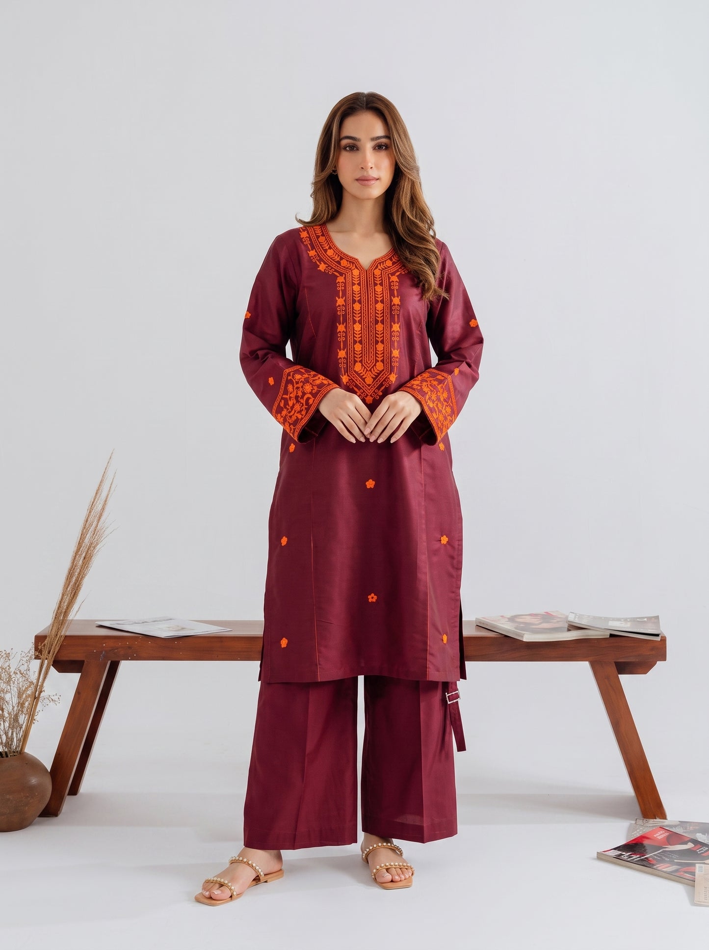 EMBROIDERY KURTI WITH CARGO CO-ORD 2 PC SET✨