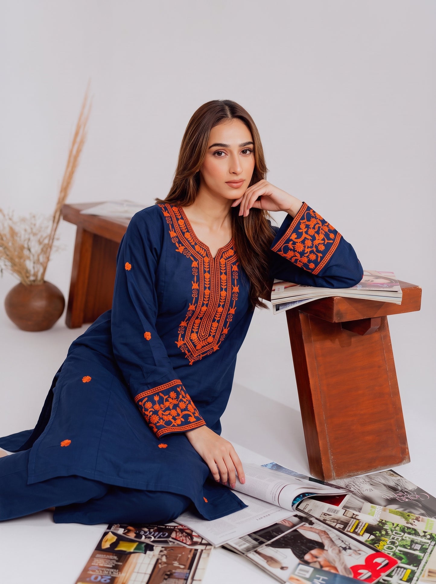 EMBROIDERY KURTI WITH CARGO CO-ORD 2 PC SET✨
