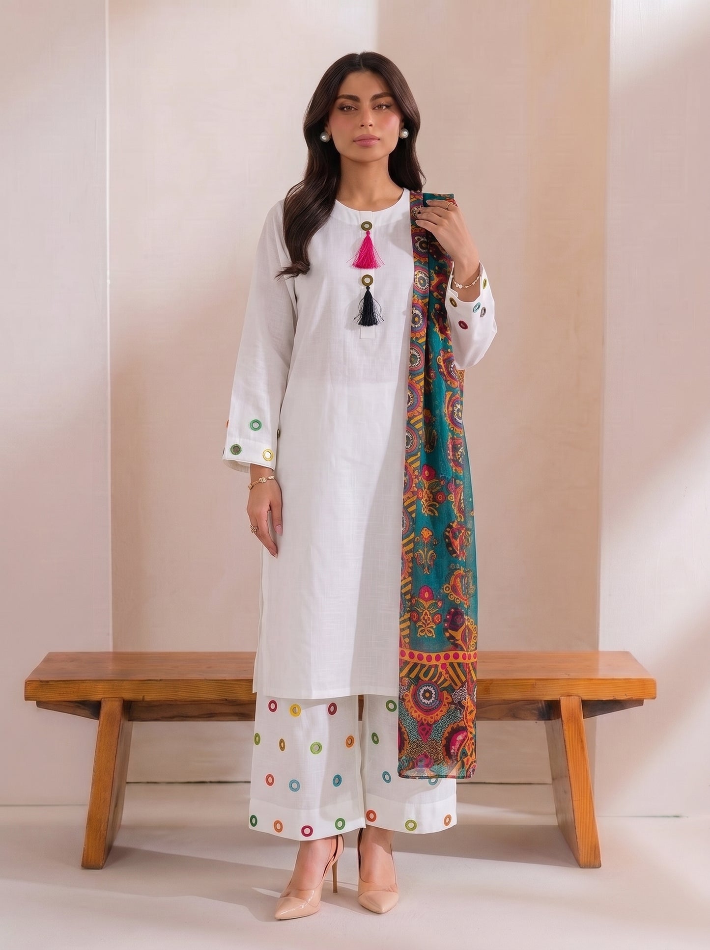 SINDHI TRADITIONAL MIRROR KURTI WITH MIRROR WORK FARSHI SHALWAR