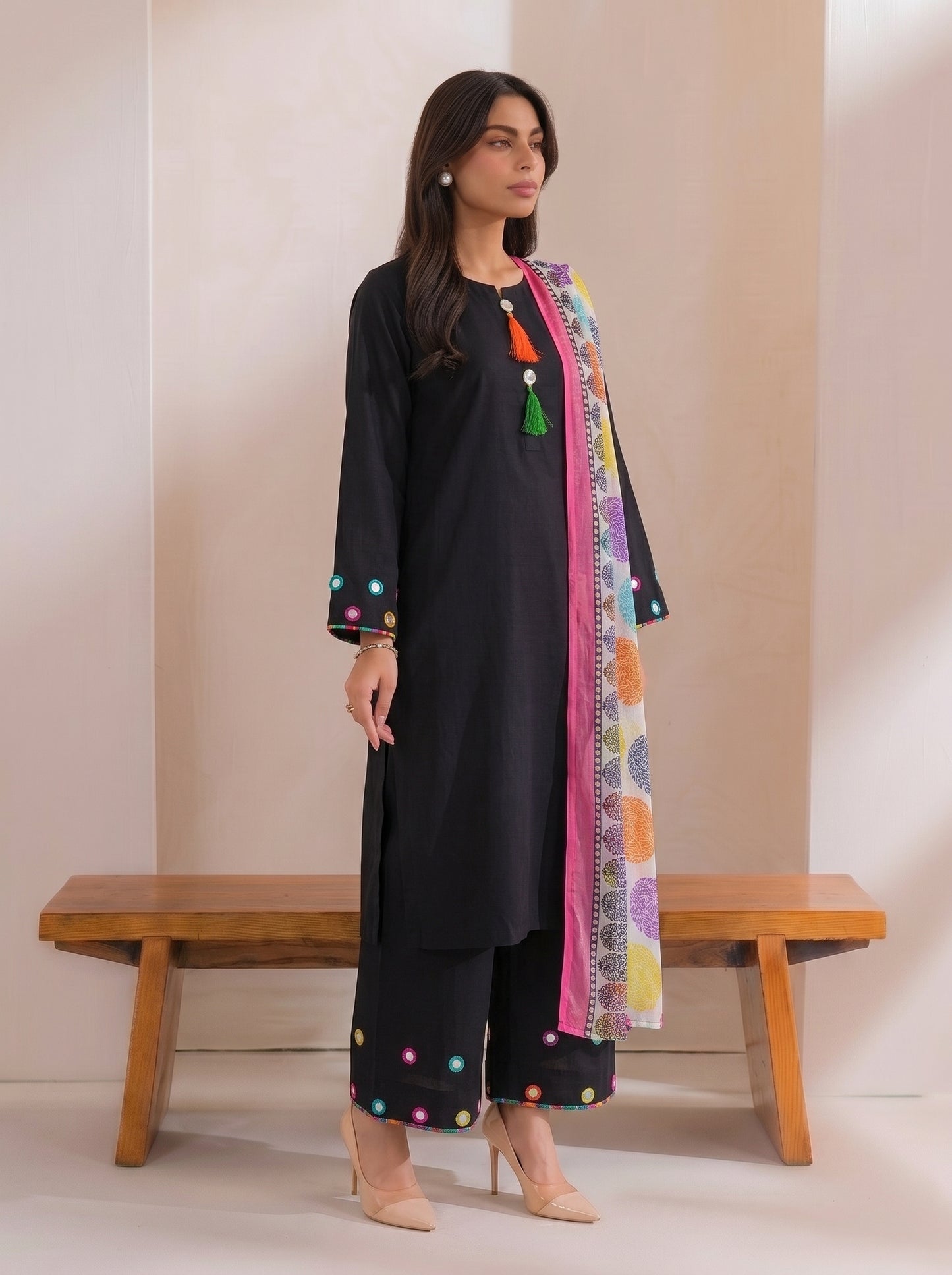 SINDHI TRADITIONAL MIRROR KURTI WITH MIRROR WORK FARSHI SHALWAR