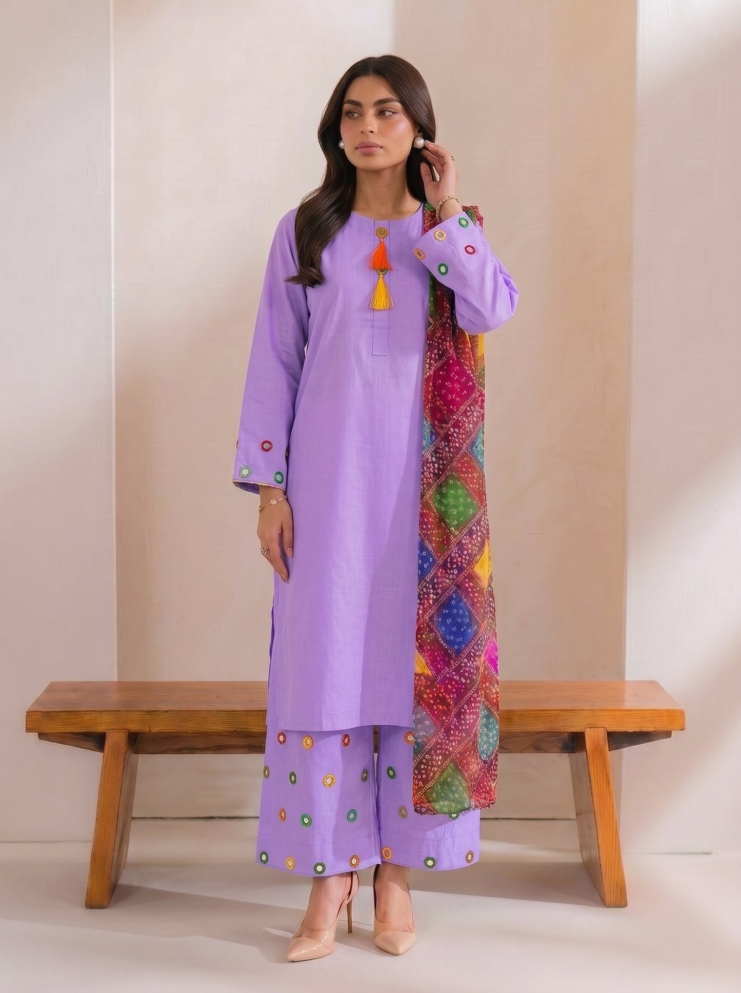 SINDHI TRADITIONAL MIRROR KURTI WITH MIRROR WORK FARSHI SHALWAR