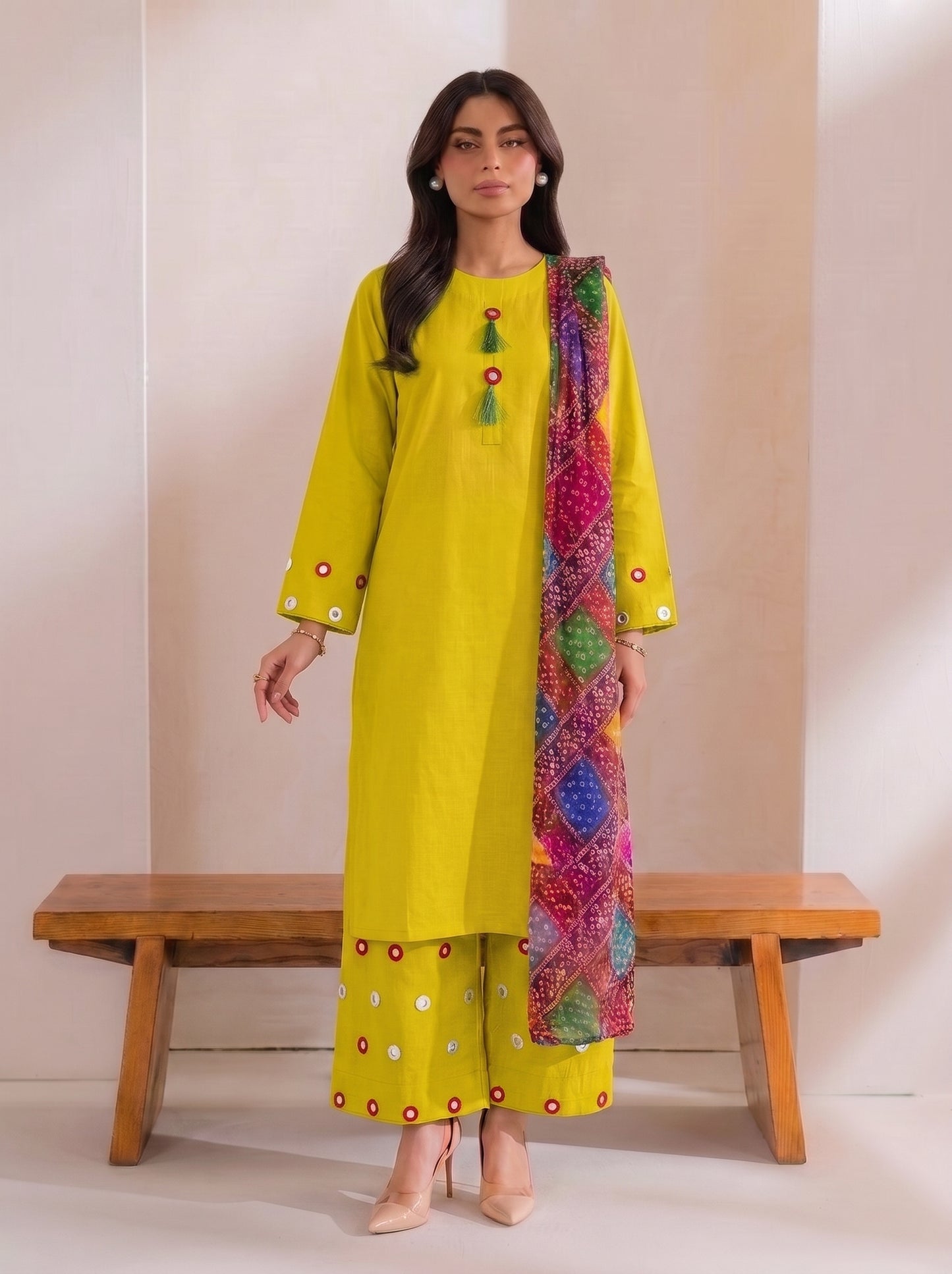 SINDHI TRADITIONAL MIRROR KURTI WITH MIRROR WORK FARSHI SHALWAR