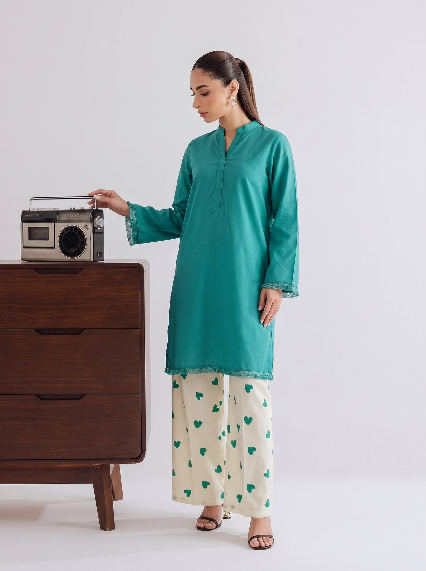 HANIA AMIR HEART PRINTED CO-ORD SET
