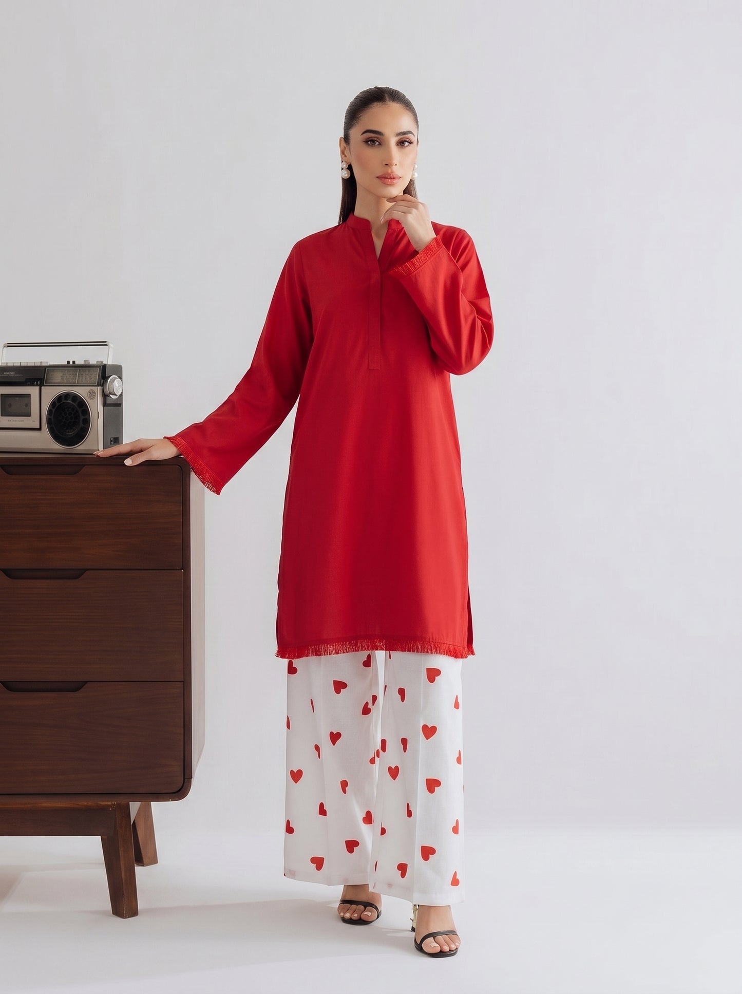 HANIA AMIR HEART PRINTED CO-ORD SET