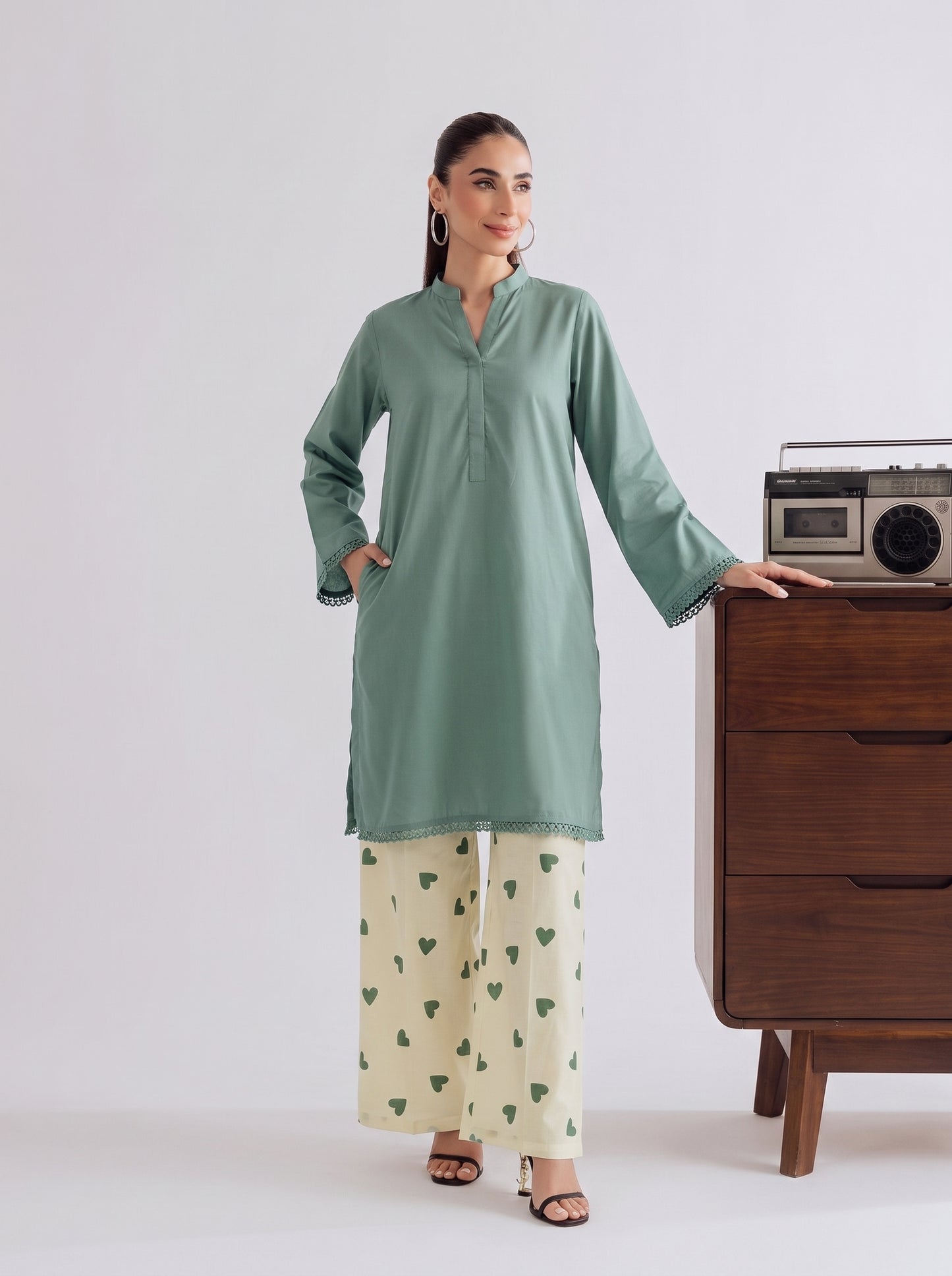 HANIA AMIR HEART PRINTED CO-ORD SET