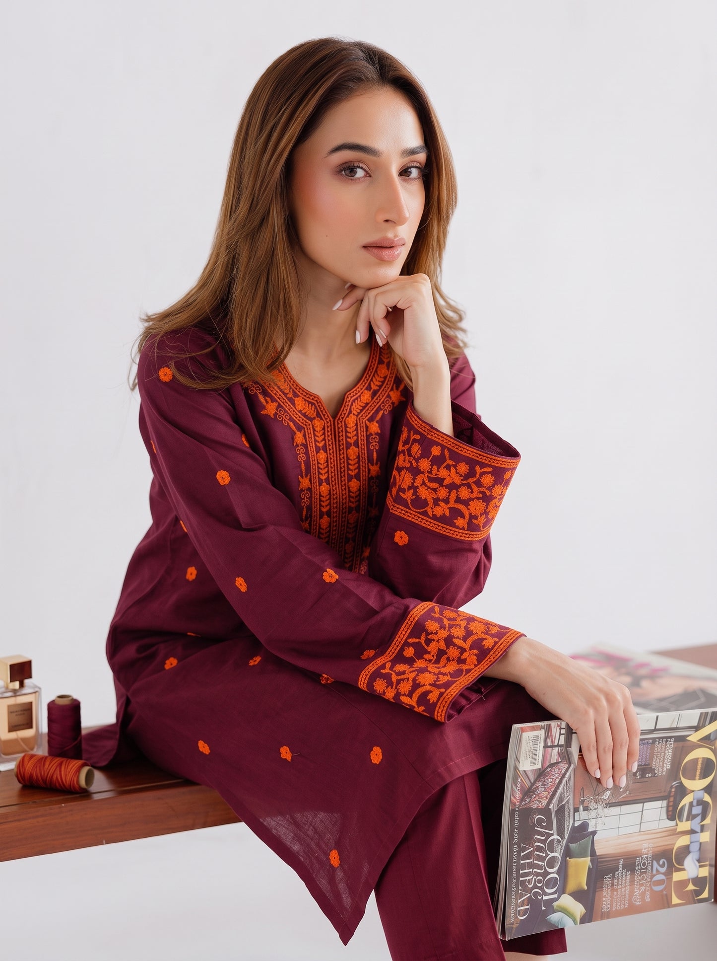 EMBROIDERY KURTI WITH CARGO CO-ORD 2 PC SET✨