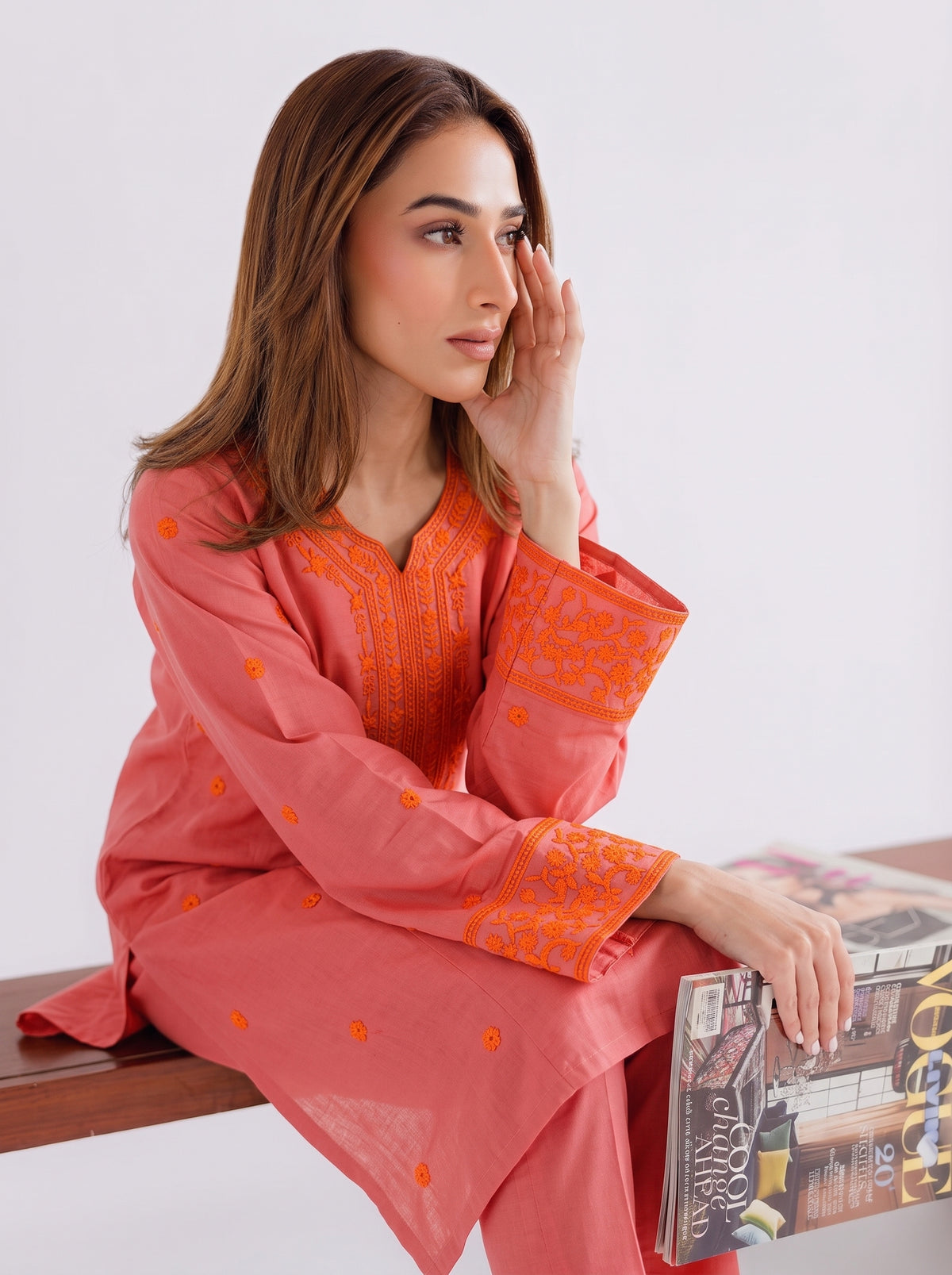 EMBROIDERY KURTI WITH CARGO CO-ORD 2 PC SET✨