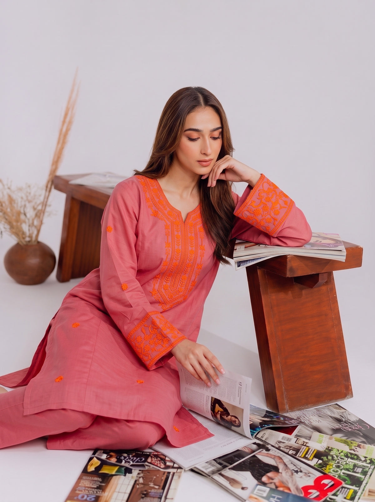 EMBROIDERY KURTI WITH CARGO CO-ORD 2 PC SET✨