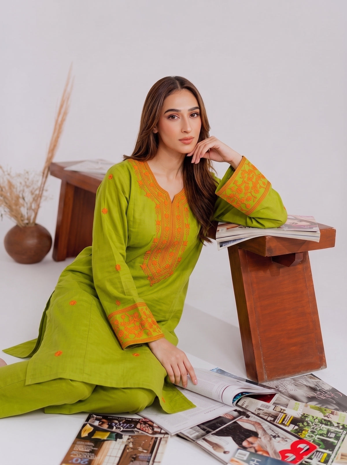 EMBROIDERY KURTI WITH CARGO CO-ORD 2 PC SET✨