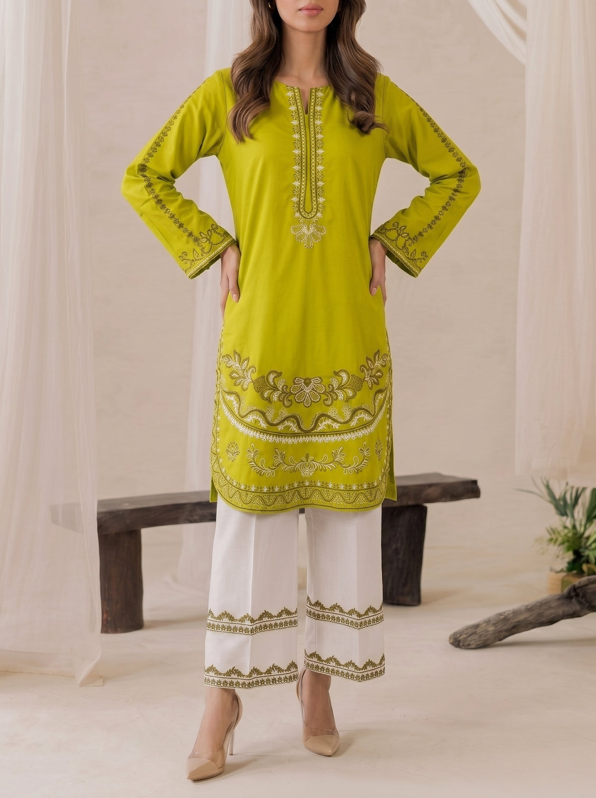 EMBROIDERY ROUND DAMAN KURTI WITH EMBROIDERY FLAPPER CO-ORD 2 PC SET✨