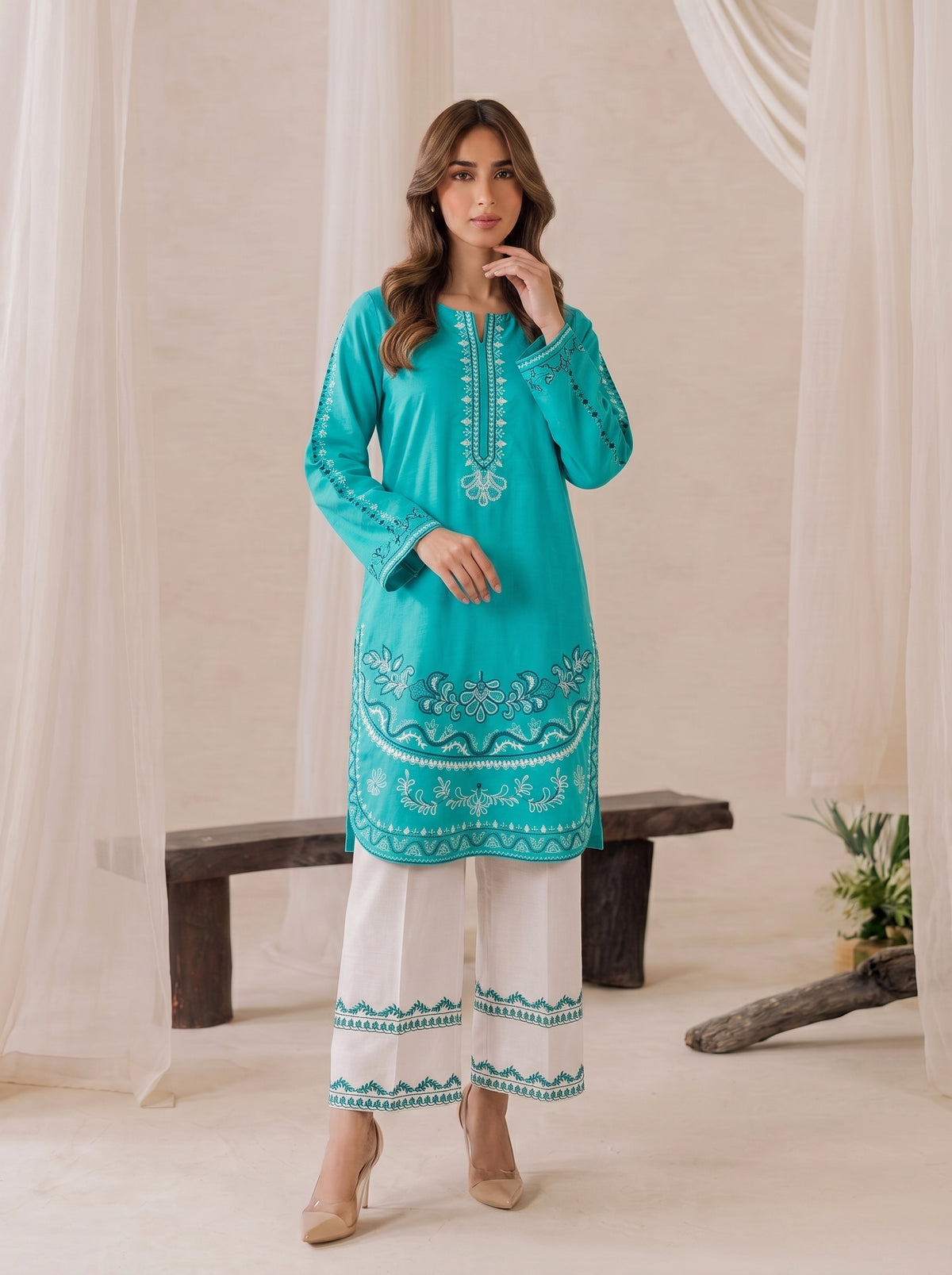 DAMAN KURTI WITH EMBROIDERY FLAPPER CO-ORD 2 PC SET✨