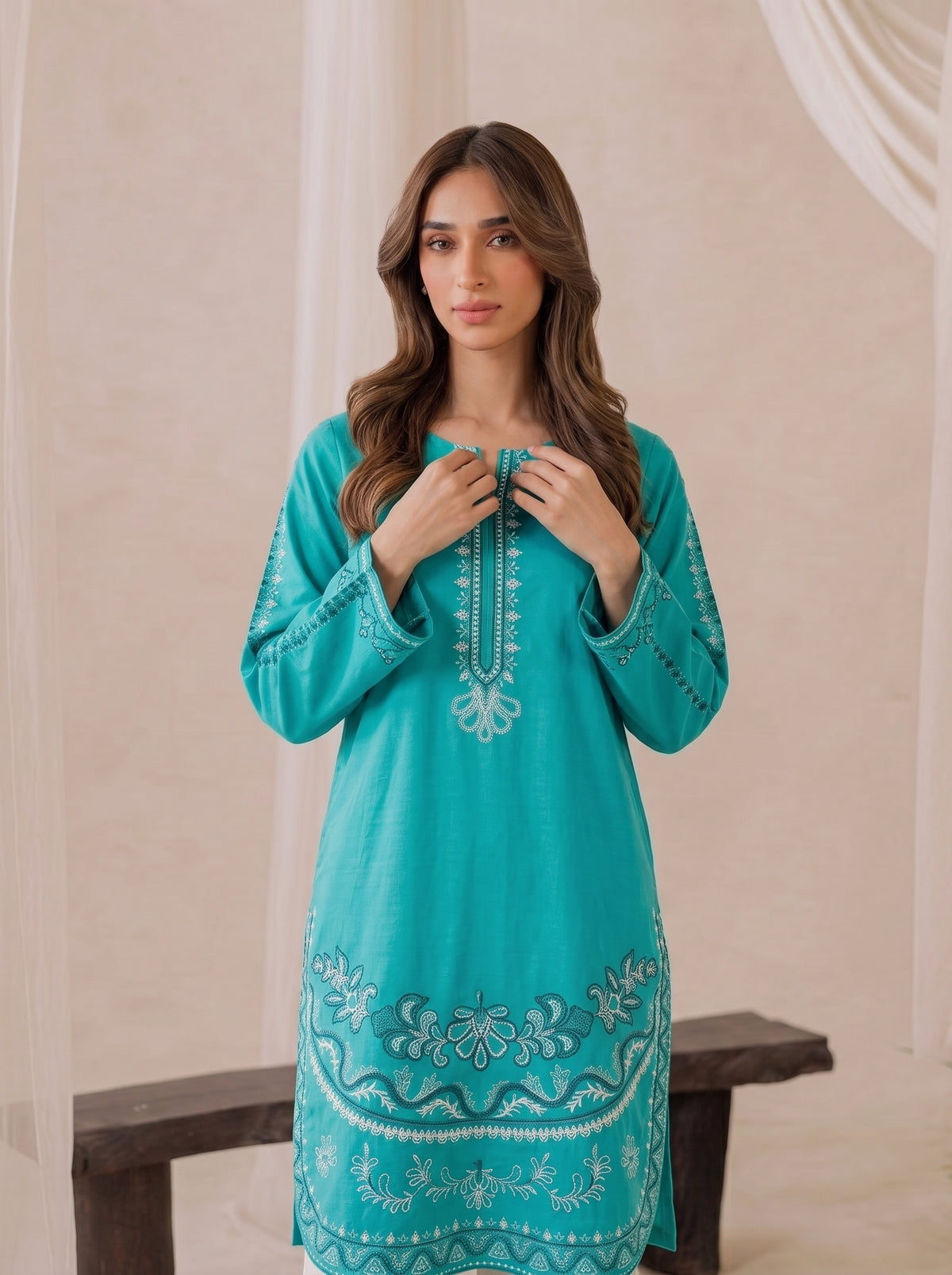 DAMAN KURTI WITH EMBROIDERY FLAPPER CO-ORD 2 PC SET✨