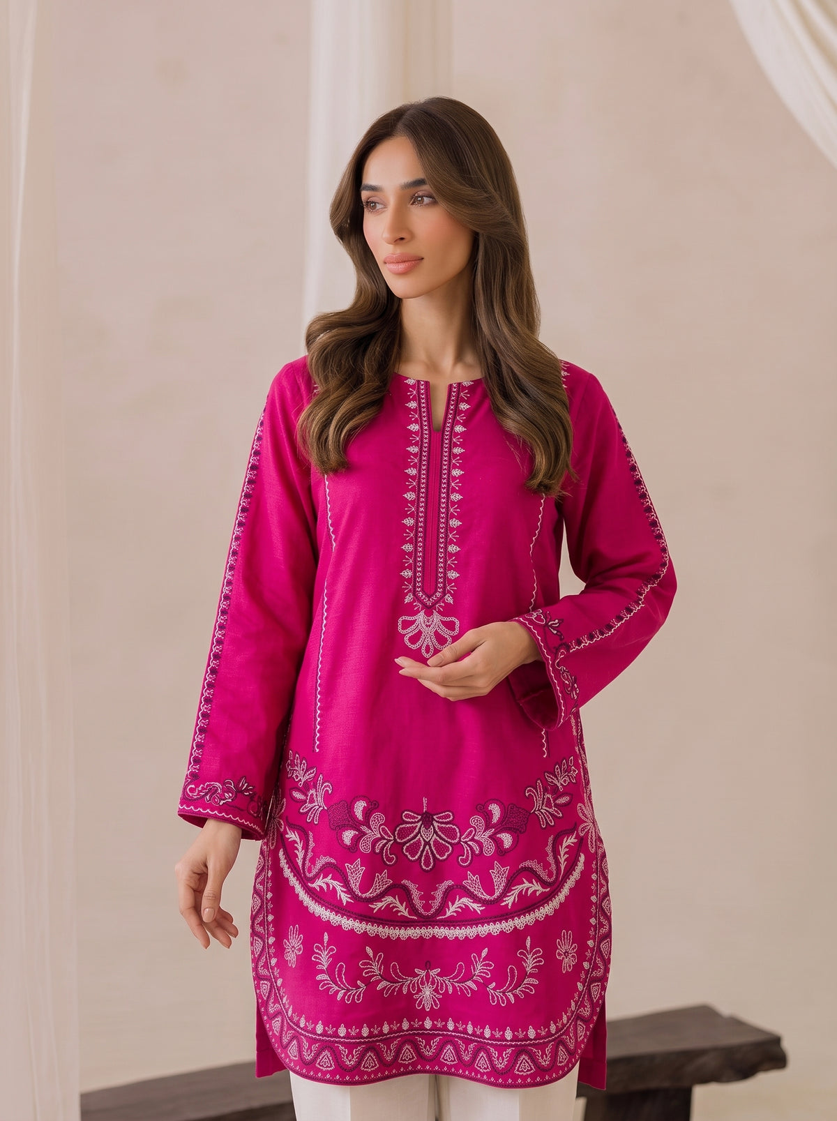 KURTI WITH EMBROIDERY FLAPPER CO-ORD 2 PC SET✨