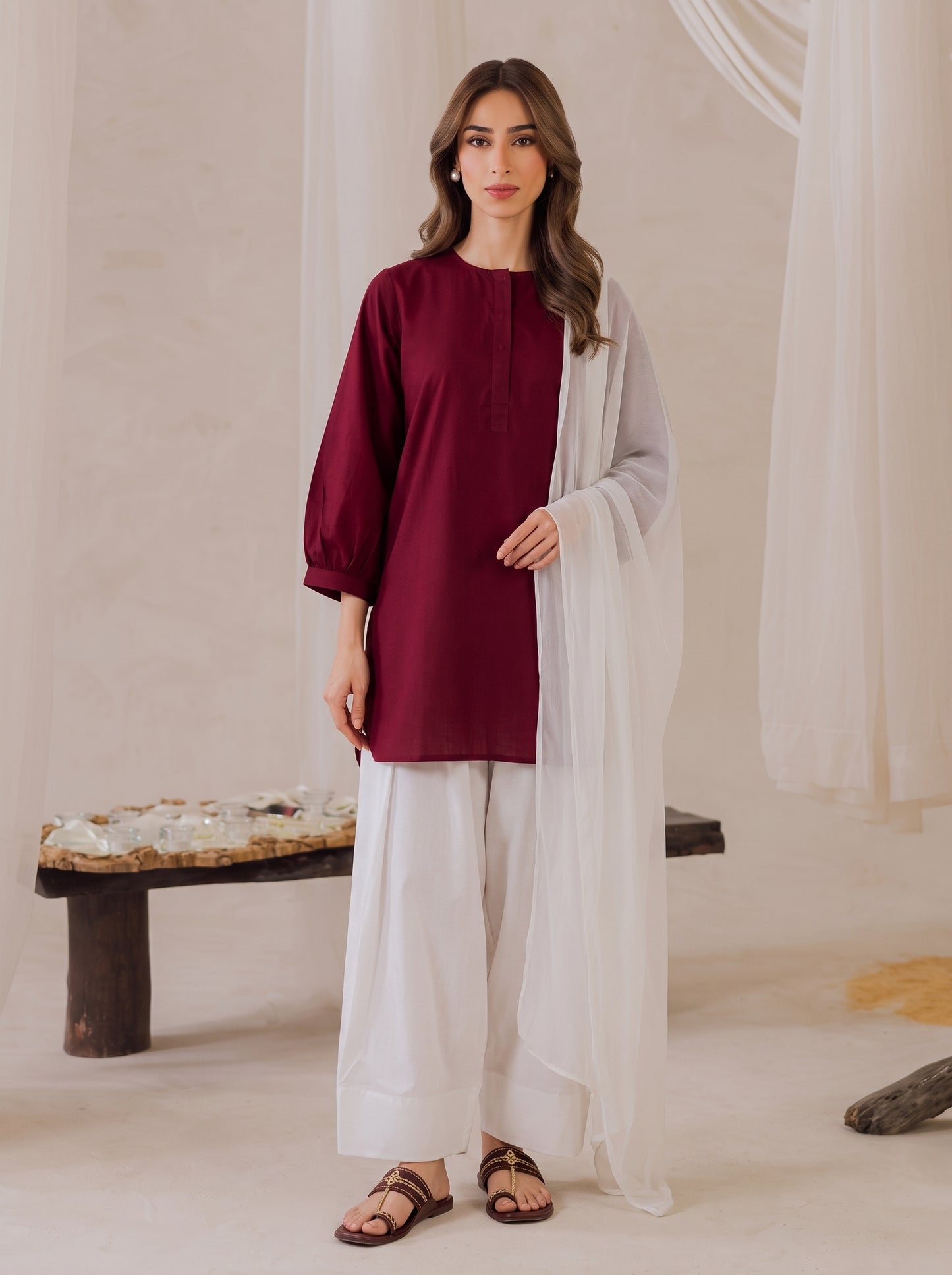 Maroon Cotton 3 Piece Suit – Soft & Comfortable | AVS Fashion
