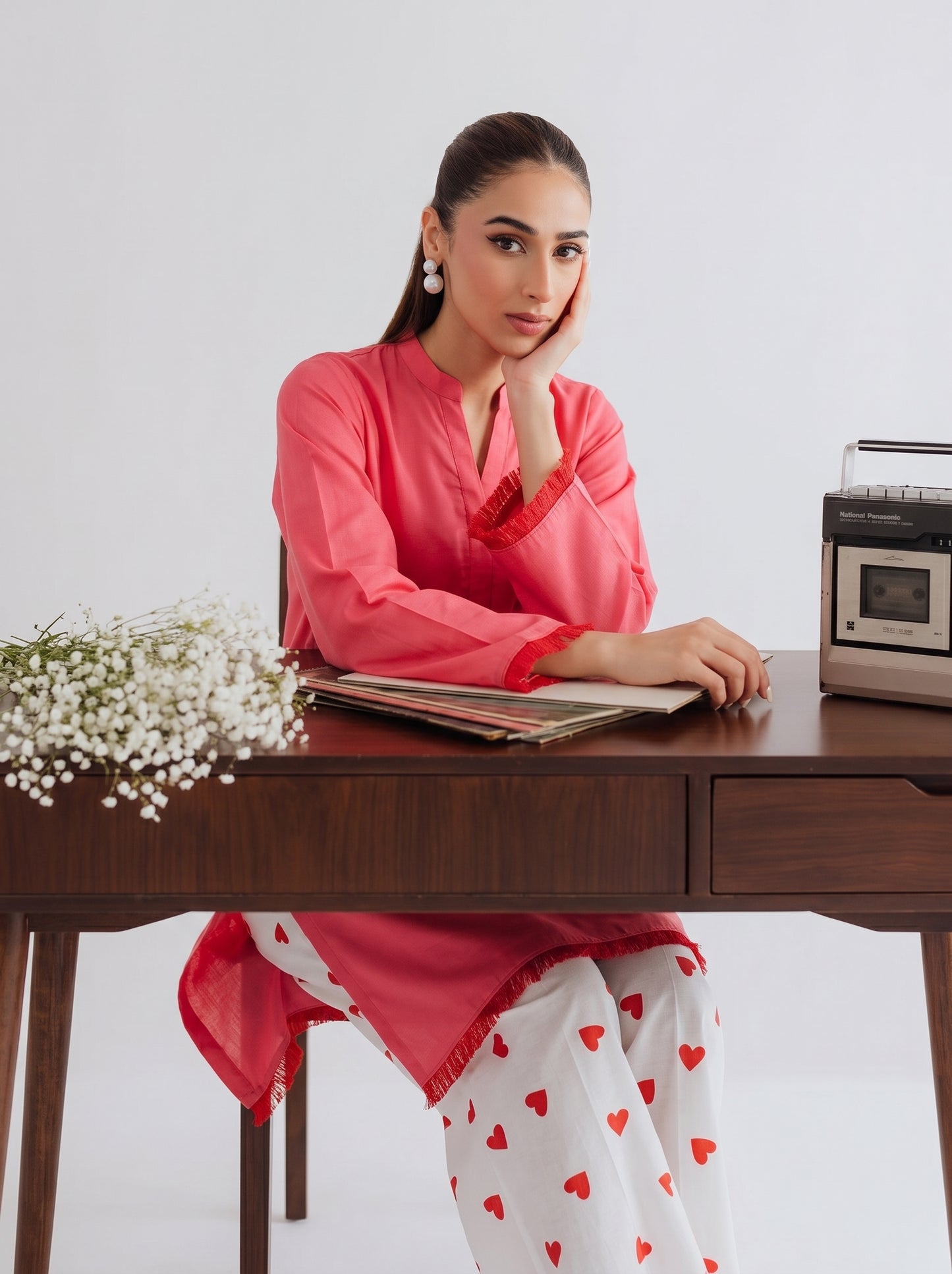 HANIA AMIR HEART PRINTED CO-ORD SET