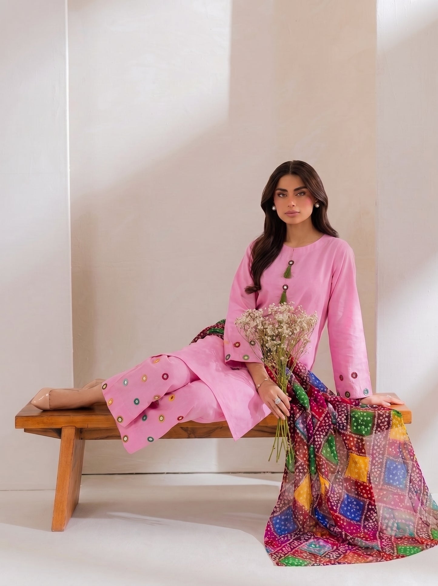 SINDHI TRADITIONAL MIRROR KURTI WITH MIRROR WORK FARSHI SHALWAR
