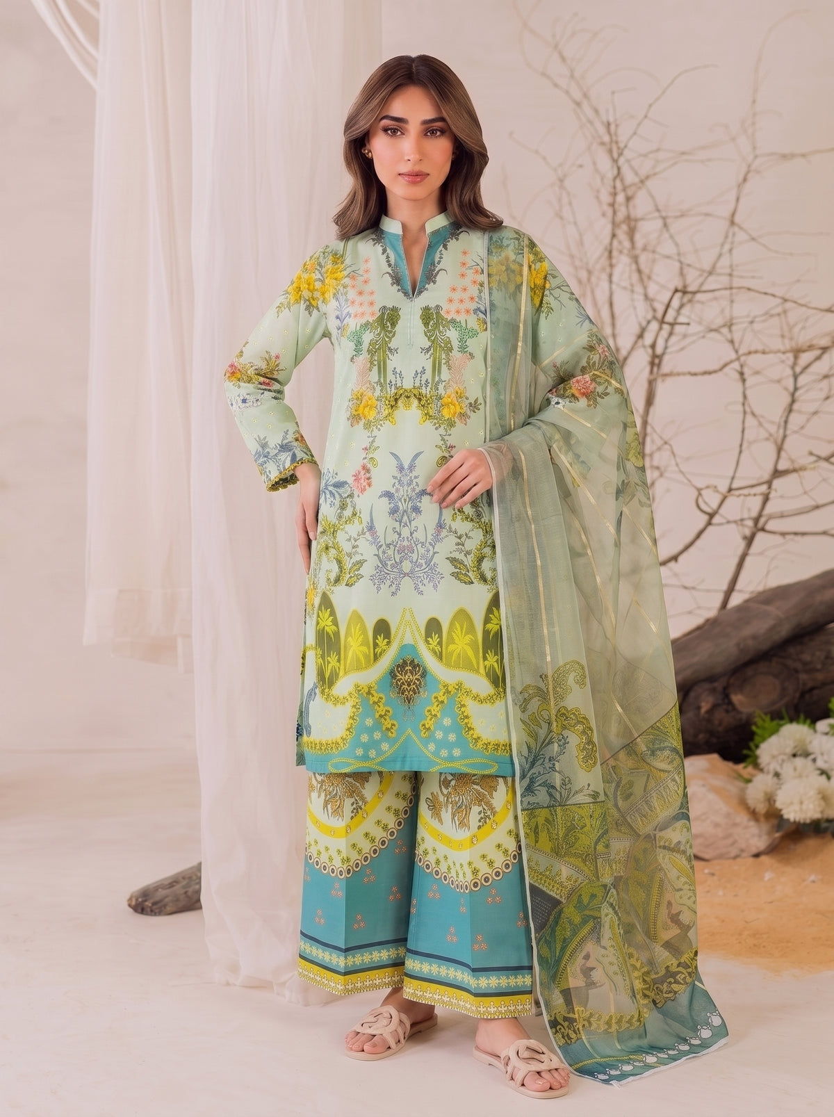 DIGITAL PRINTED CO-ORD WITH SAME PRINTED MONAR DUPPATA DRESS
