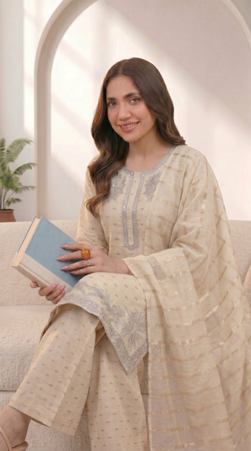 Skin Embroidered 3 Piece Suit – Summer Cotton Dress