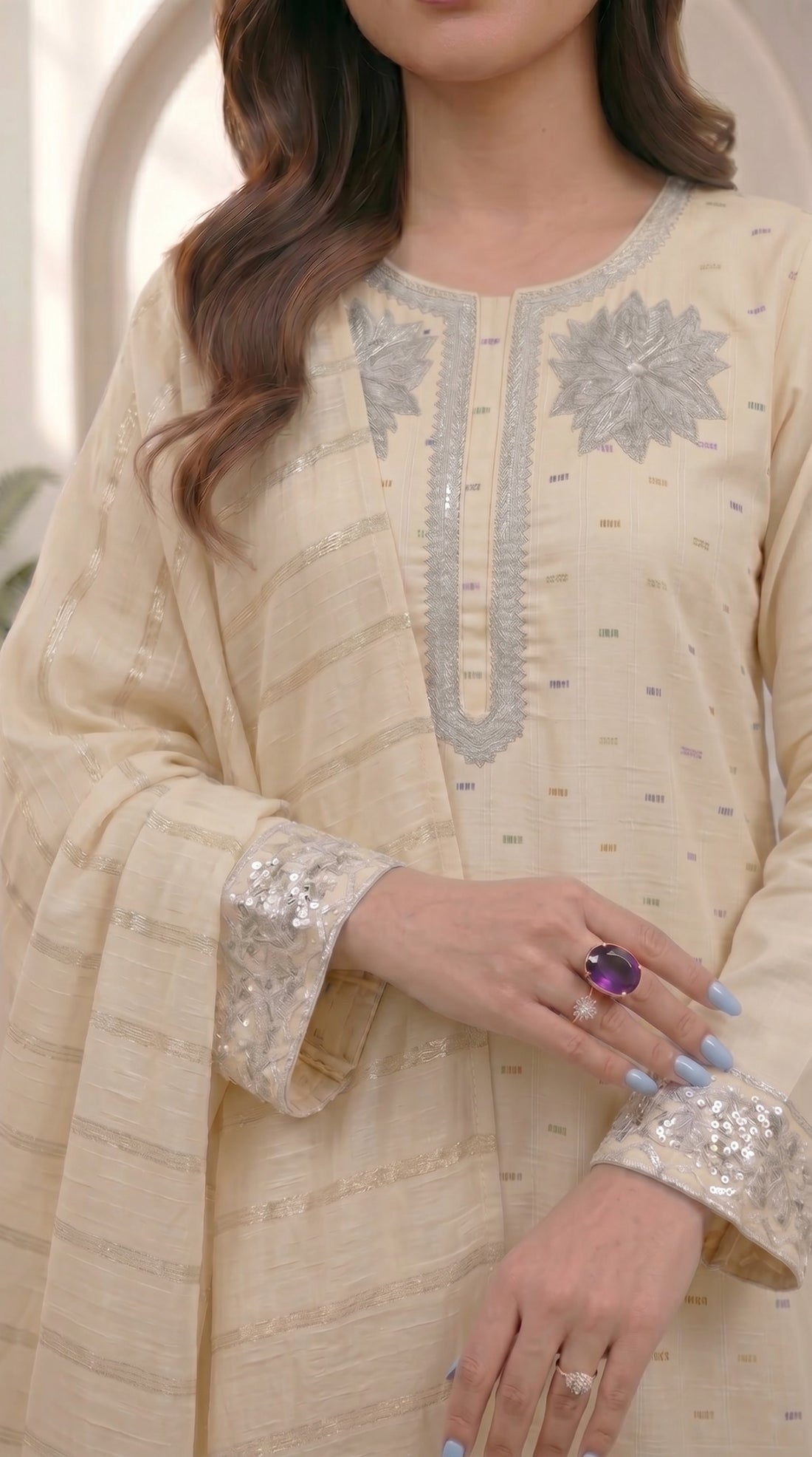 Skin Embroidered 3 Piece Suit – Summer Cotton Dress