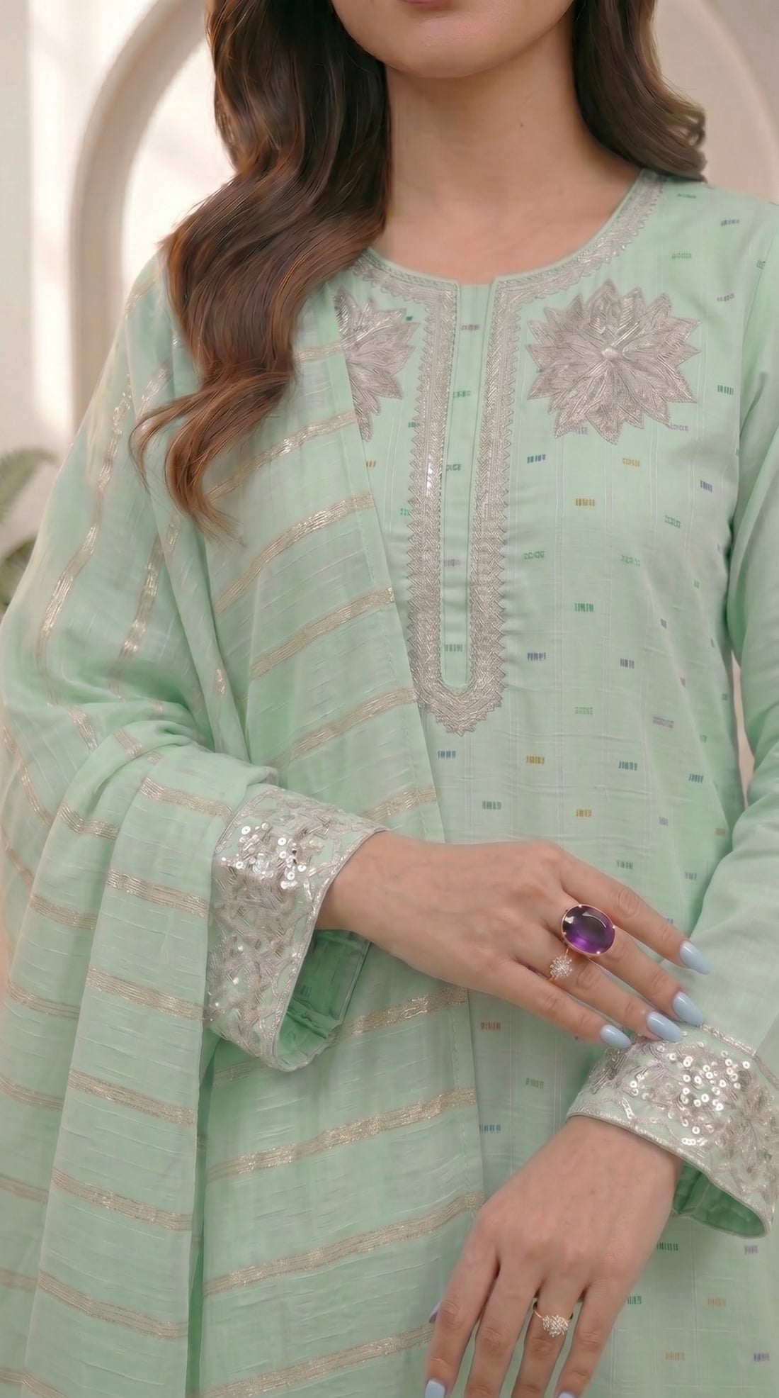 Pista Cotton 3 Piece Suit – Embroidered Formal Wear