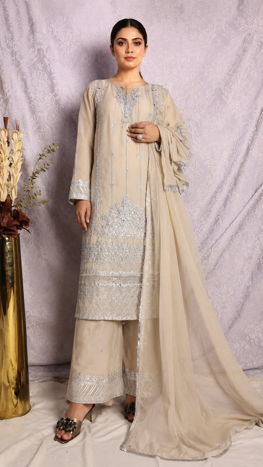 Elegant Chiffon 3 Piece Suit