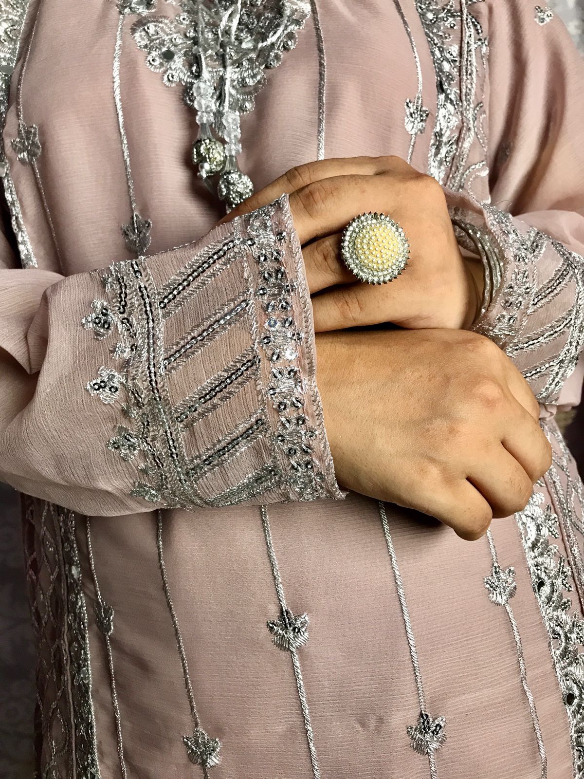 Stitched Elegant Chiffon 3 Piece Suit